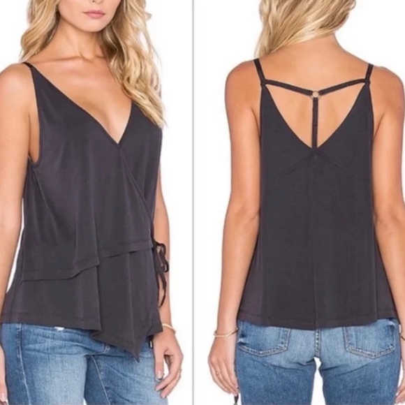 Free People Tops - Free People Grey Black Babetown Wrap Tank